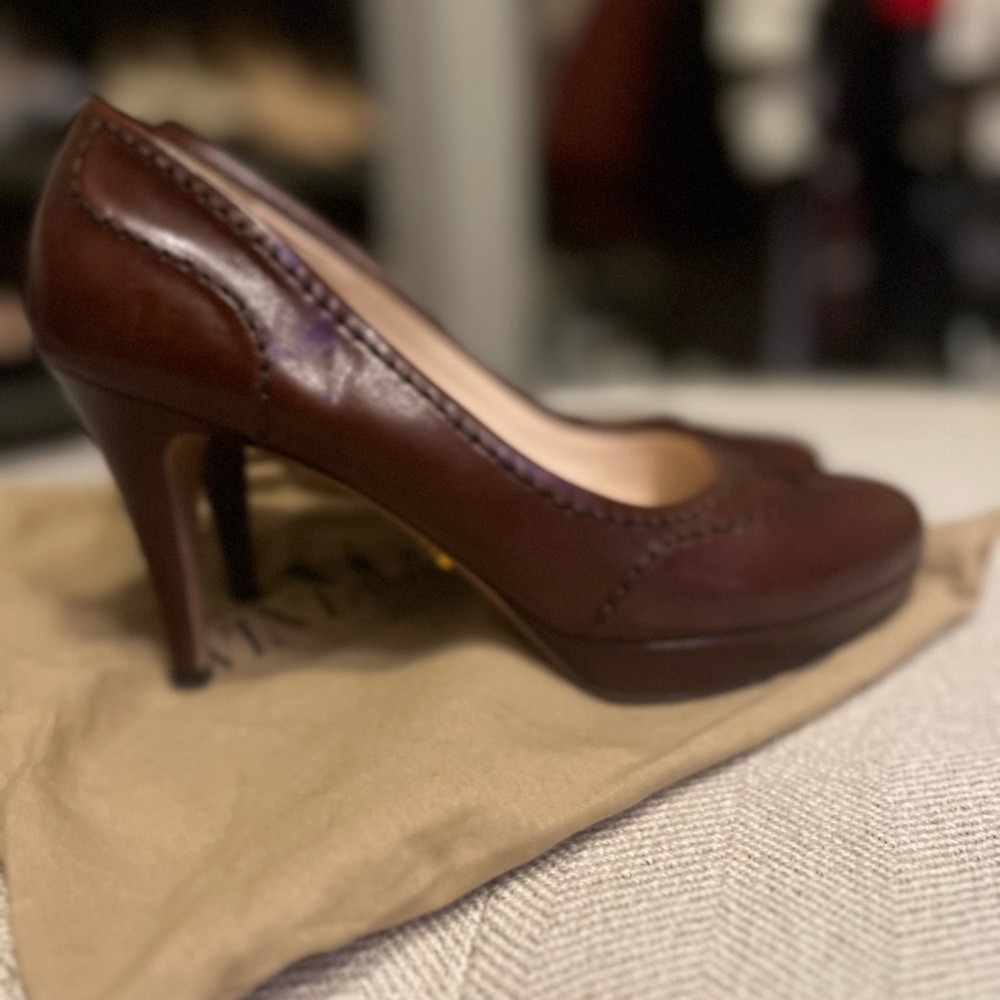 Prada Italian Leather Pump High Heels Size 38.5